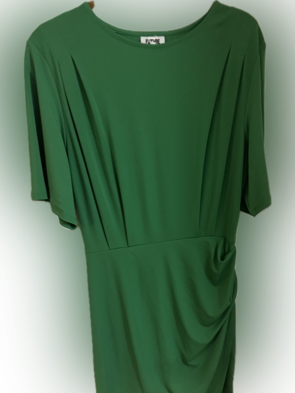 Green Draped Short-Sleeve Dress - Size Small - FUTURE COLLECTIVE